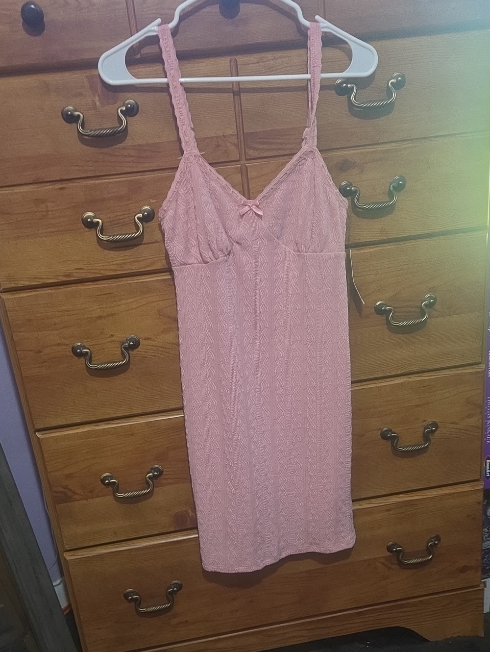 No Boundaries Light Pink Lace-Texture Chemise Slip